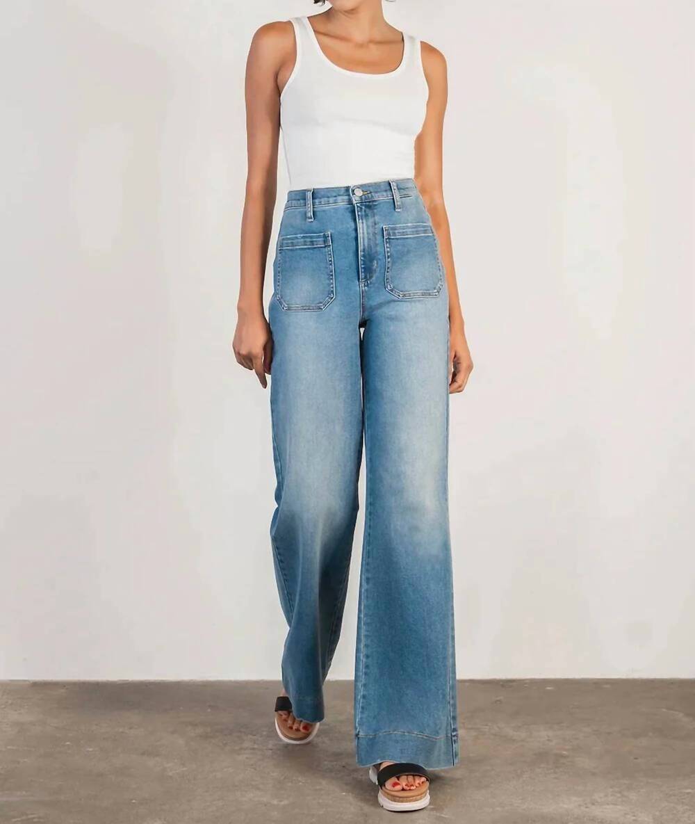NEW LEVEL99 victoria wide leg trouser in blue